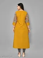 Solid Cotton Blend A-line Kurti for Women 