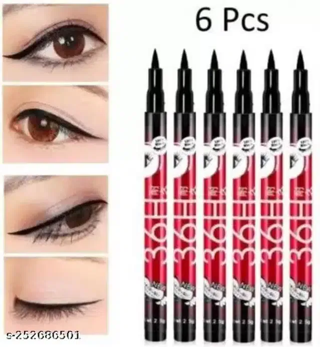 36H Eye Liner (Black, Pack of 6)