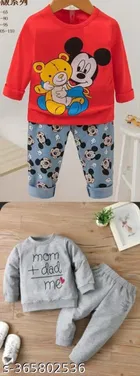 Cotton Blend Full Sleeves T-Shirt with Pant Clothing Set for Kids 