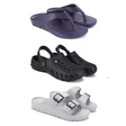Combo of Sliders with Clogs & Slipper for Men (Multicolor, 6) (Set of 3)