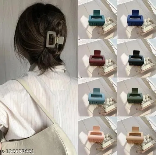 Plastic Hair Clutcher for Women & Girls (Multicolor, Pack of 8)