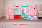 Hosiery Cotton Printed Clothing Set for Kids, Multicolor, Pack of 4 