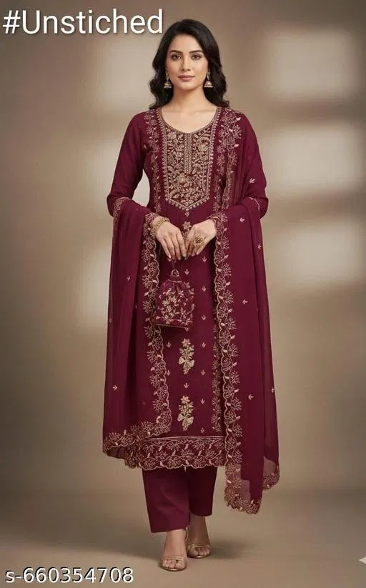 Botanical Embroidered Palazzo Suits for Women (Multicolor, 6.25 meter (L)