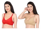 Cotton Blend Solid Non Padded Bras for Women (Multicolor, 30) (Pack of 2)