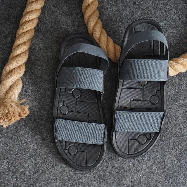 Stylish Sandals with Solid Strap for Men (Black, 8)
