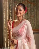 Chanderi Cotton Blend Floral Printed Saree for Women 