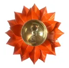 Brass Kamal Patta Akhand Diya for Pooja (Gold, 6 inches)