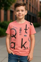 Round Neck T-Shirt for Boys (Peach, 1-2 Years)