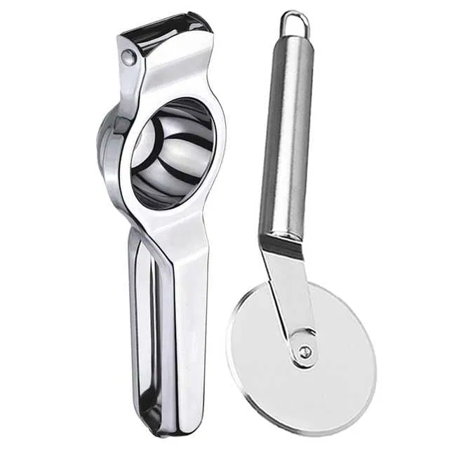 Oc9 Stainless Steel Lemon Squeezer & Pizza Cutter Kitchen Tool Set (O-14)