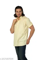 Cotton Blend Printed Short Kurta for Men 