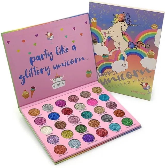 Glitter Eyeshadow Palette (Multicolor) Cute Aesthetic Unicorn Inspired Makeup Palette