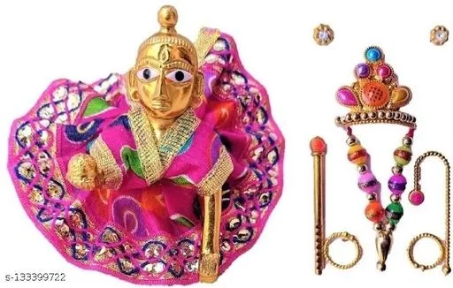 Laddu Gopal Statue (Brass, Multicolor)
