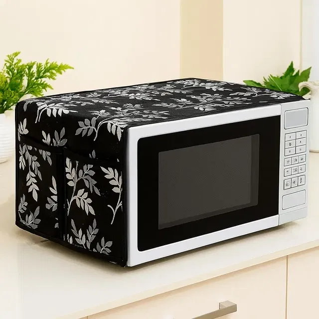 Microwave Oven Cover (Multicolour Leaf Print) (Pack Of 1)