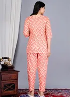 Women's Night Suit Pure Cotton Lehriya Printed Night Suit Top and Pyjama Set 