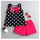 Cotton Blend Printed Clothings Set for Girls (Black, 18-24 Months)
