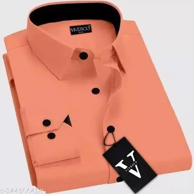 Full Sleeves Shirt for Men (Peach, S)