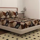 YS COTTON FEEL DOUBLE BEDSHEET ABSTRACT LEAF 88x88INCH BROWN