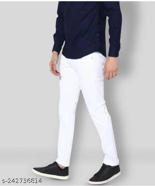 Denim Slim Fit Jeans for Men (White, 34)