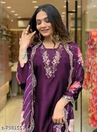 Embroidered Chanderi Silk Kurta Set for Women 