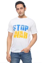 Round Neck Printed T-Shirt for Men (White, M)