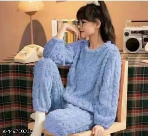 Comfortable Nightdress for Women (Blue, L)