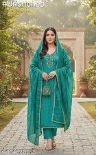 Chanderi Cotton Punjabi/All Over Suits Semi-Stitched Suits for Women 