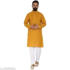 Cotton Blend Solid Kurta with Pyjama for Men 