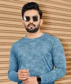 Abstract Printed Round Neck Polyester T-Shirt for Men 