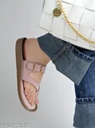 Shoetopia Pink Solid Flat Sandals 