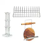 Oc9 स्टेनलेस स्टील चकला बेलन स्टैंड & कप स्टैंड & प्लेट स्टैंड फॉर किचन