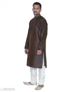 Dupion Silk Solid Kurta with Pyjama for Men 