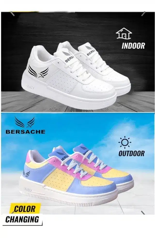 Bersache Color Changing Casual Shoes for Women (White, 8)