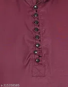 Cotton Blend Solid Short Kurta for Men, Maroon 