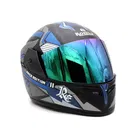 Konika Full Face Running Motor Bike Helmet ISI Marked for Motorbike UV Glass -Design Black & Blue