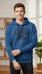Feelce Printed Hoodie for Men, Blue (L)