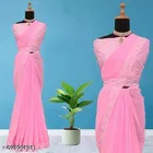 Georgette Embroidered Saree For Women, Pink