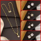 Alloy Pendant with Chain & 4 Pair Earrings for Women 