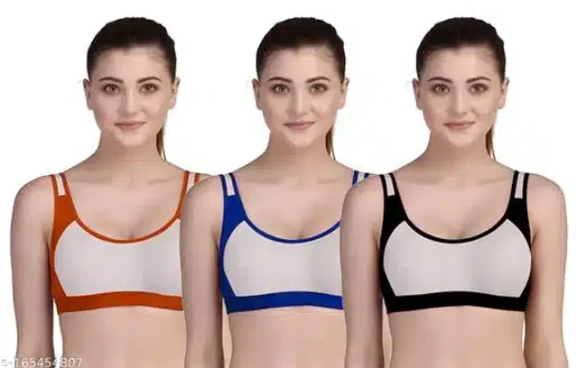 Hosiery Padded Bra for Women (Multicolor, M) (Pack of 3)