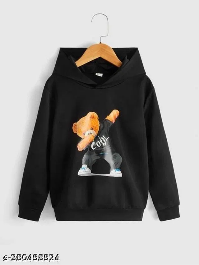 Cotton Blend Hoodie for Boys (Black, 5-6 Years)