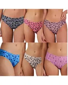 Cotton Printed Briefs for Women, Pack of 6 (Multicolor, M)