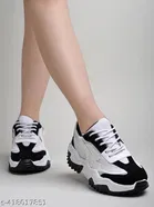 Solid Synthetic Sneakers for Women 