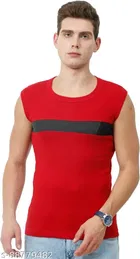 Cotton Gym Vest for Men (Red, XS)
