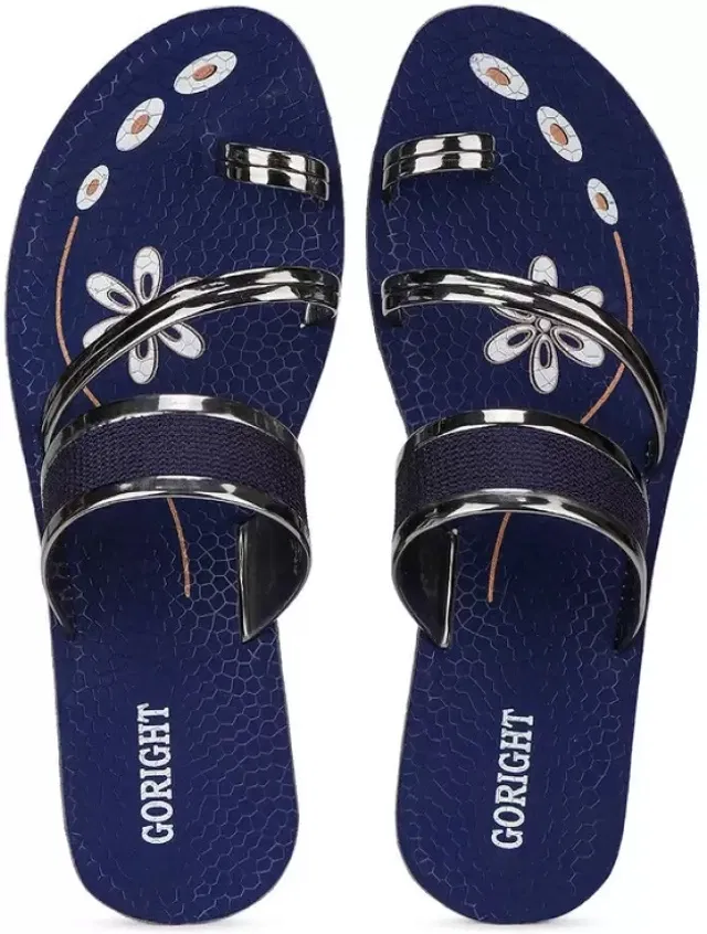 Flats for Women (Navy Blue, 8)