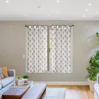 Sheer Floral Printed Brown Window Curtain 5ft Pack of 1