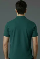 Cotton Blend Polo Neck T-shirt for men, Teal 
