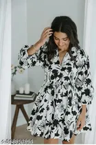 Floral Cotton Short Kurti with Show Button for Women, Pack of 2 