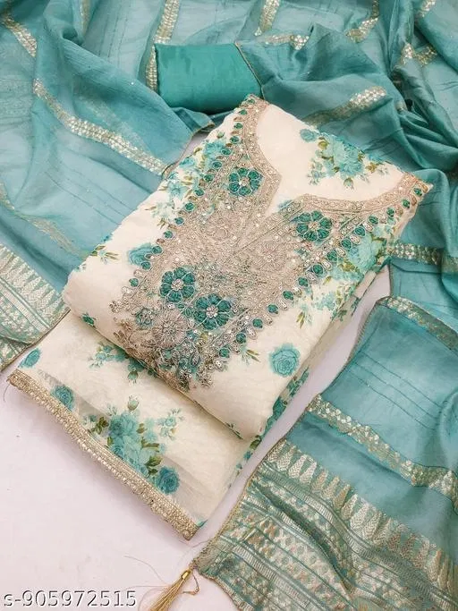 Embroidered Punjabi/All Over Suits Semi-Stitched Suits (5.85 meter for Women (S)
