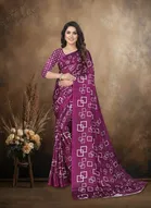 Art Silk Printed Saree for Women, Wine 