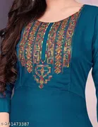 Rayon Embroidered Kurti for Women 
