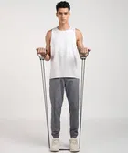 AJRO DEAL DOUBLE TOONING TUBE-BLACK +R HAND GRIP Adjustable for Body Workout Equipment Resistance Tube 